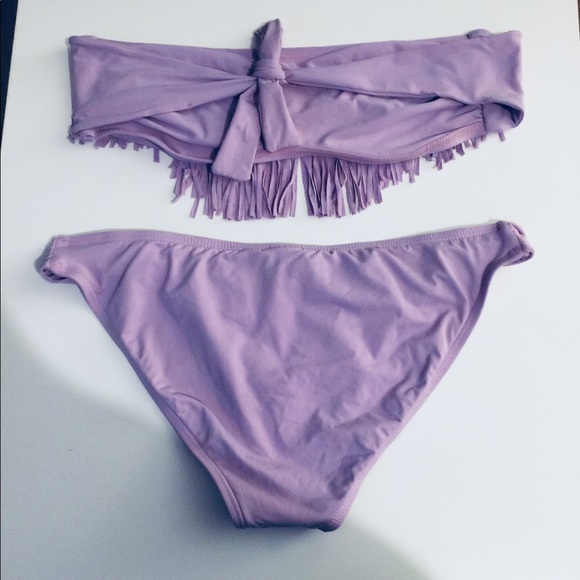 👙 NWOT L Space Lavender fringe 2 piece bathing suit - Picture 5 of 8